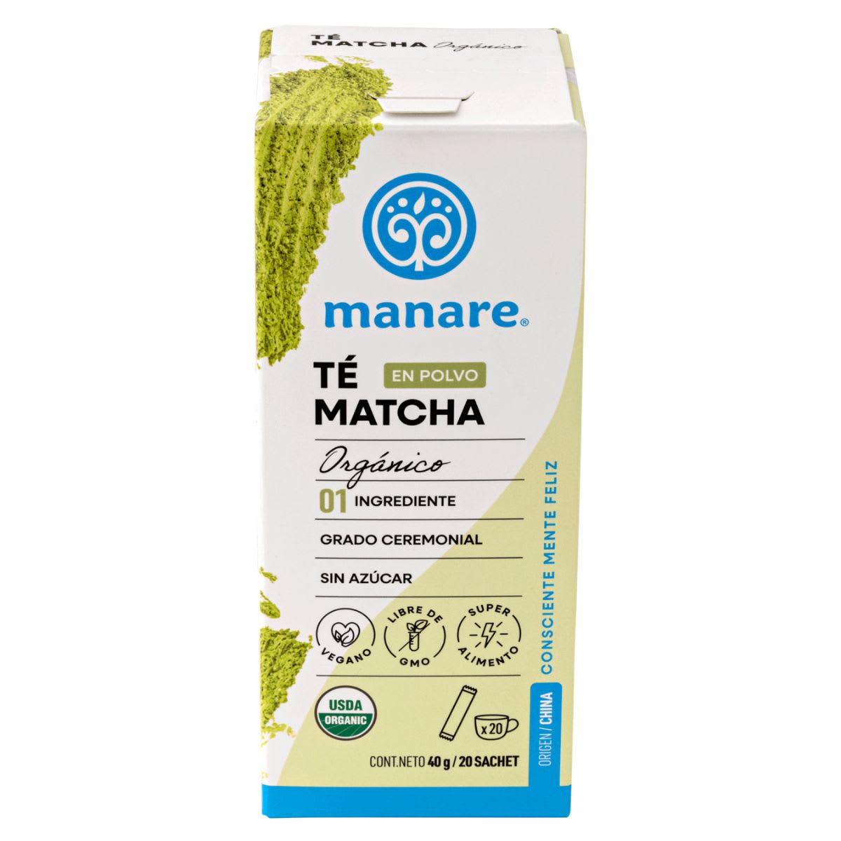 Manare Te Matcha Organico Sachet 20 UN2