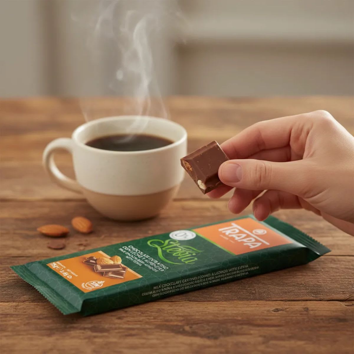 Trapa Chocolate con Leche y Almendras con Stevia Sin Azucar Sin Gluten2