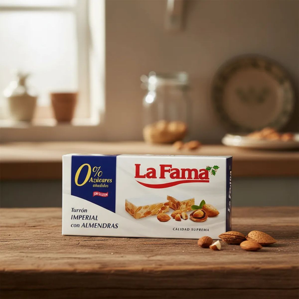La Fama Turrón Imperial con Almendras Sin Azucar Sin Gluten2