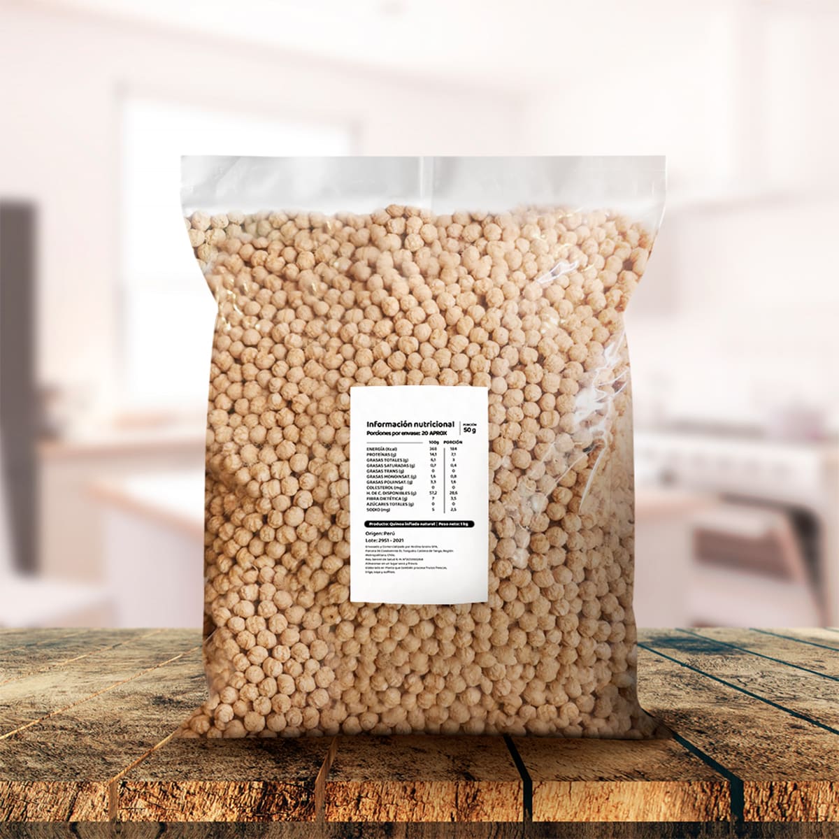 Pipoca De Quinoa Inflada Sin Azucar 6 Kg Andina Grains3