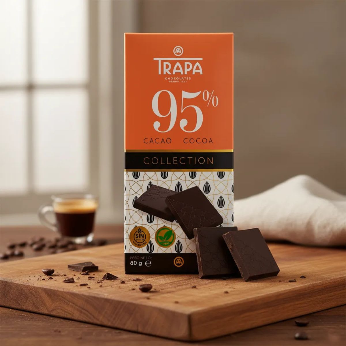 Trapa Collection Chocolate Negro 95% Cacao Sin Gluten2
