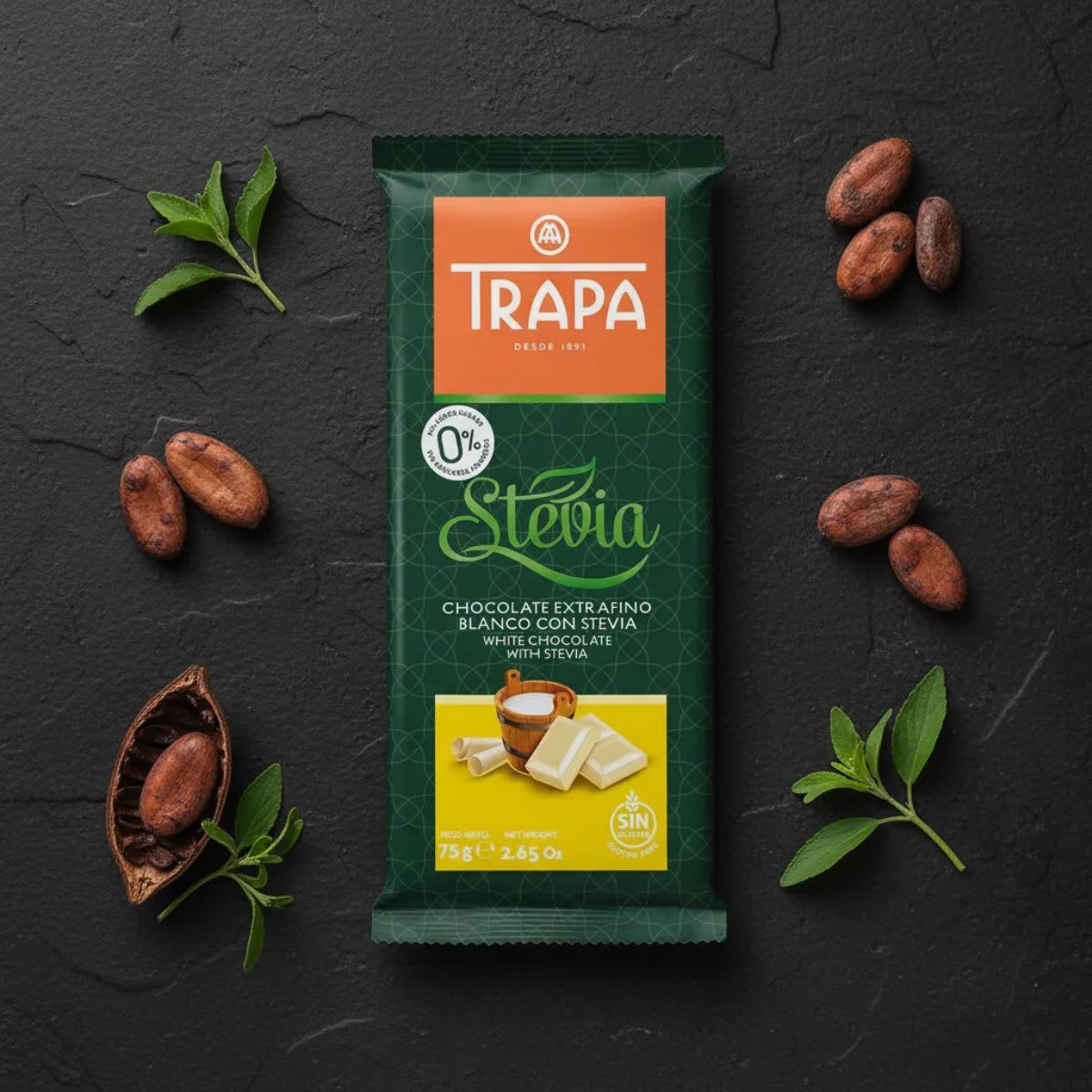 Trapa Chocolate Blanco con Stevia Sin Azucar Sin Gluten3