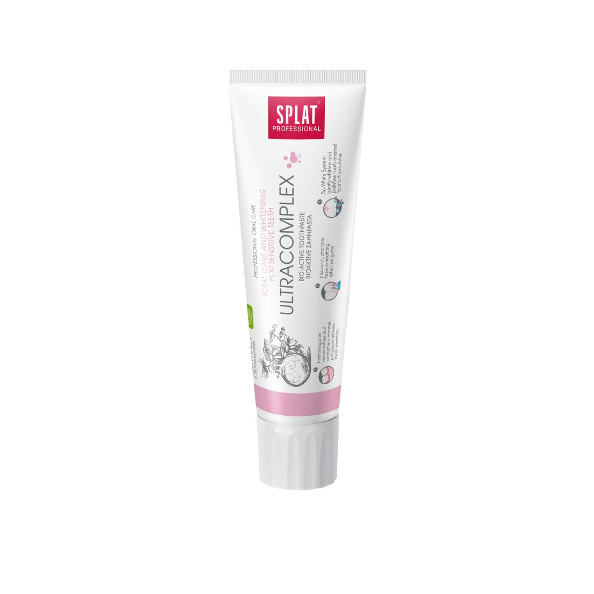 Splat Pasta Dental Sin Fluor Ultracomplex Cuidado total y blanqueamiento para dientes sensibles3