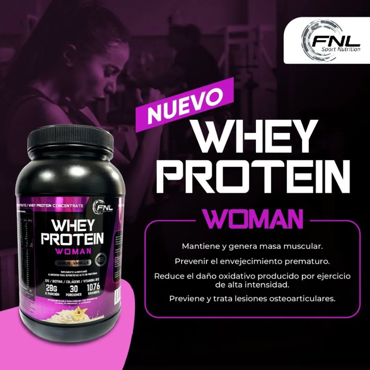 FNL Whey Protein Woman + Colageno + CoQ10 Vainilla3