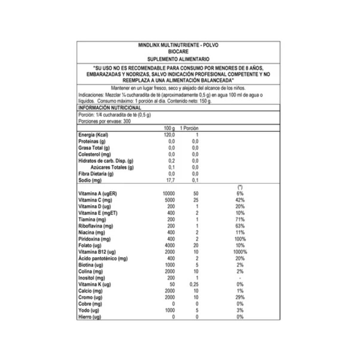 Biocare Mindlinx® Multinutriente en Polvo3