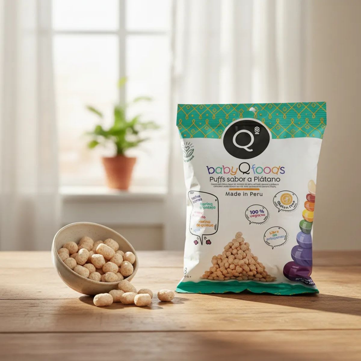 Baby Q Foods Puff Sabor Platano 25g3