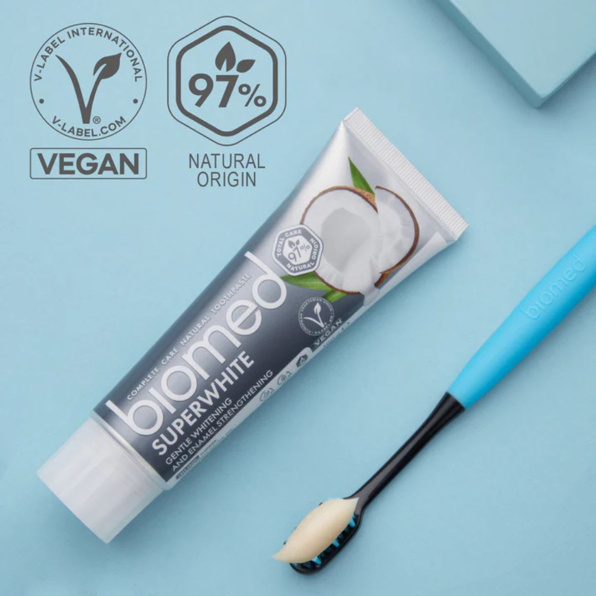Biomed Pasta Dental Blanqueadora Sin Fluor Superwhite Fortalecedor del esmalte3