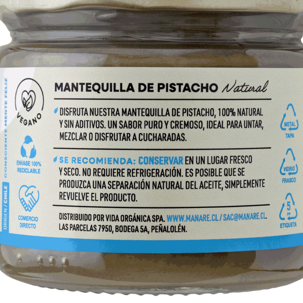 Manare Mantequilla de Pistachos 200 g3