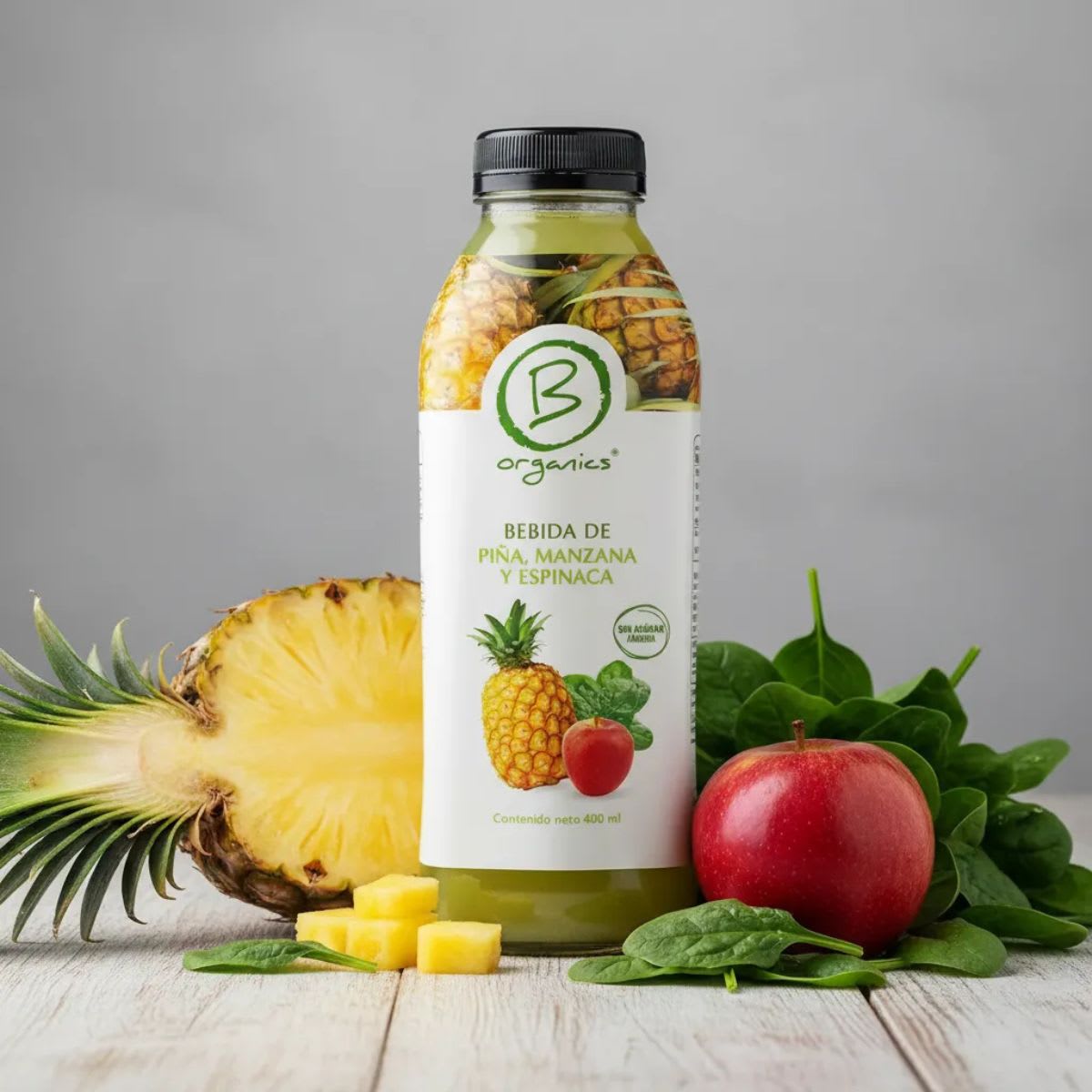 Be Organics Bebida de Piña, Manzana y Espinaca 400 mL3