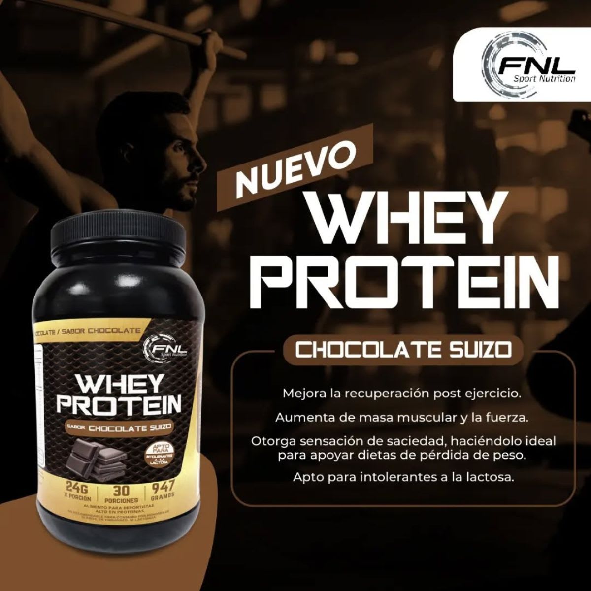 FNL Whey Protein Sabor Chocolate 24g Proteina3