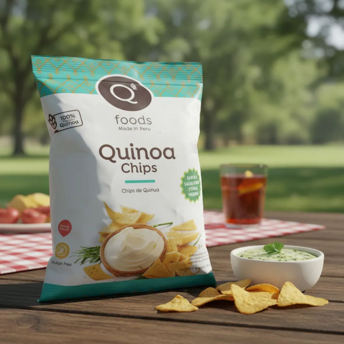 Q Foods Chips de Quinoa Salsa Verde y Finas Hierbas 100g2