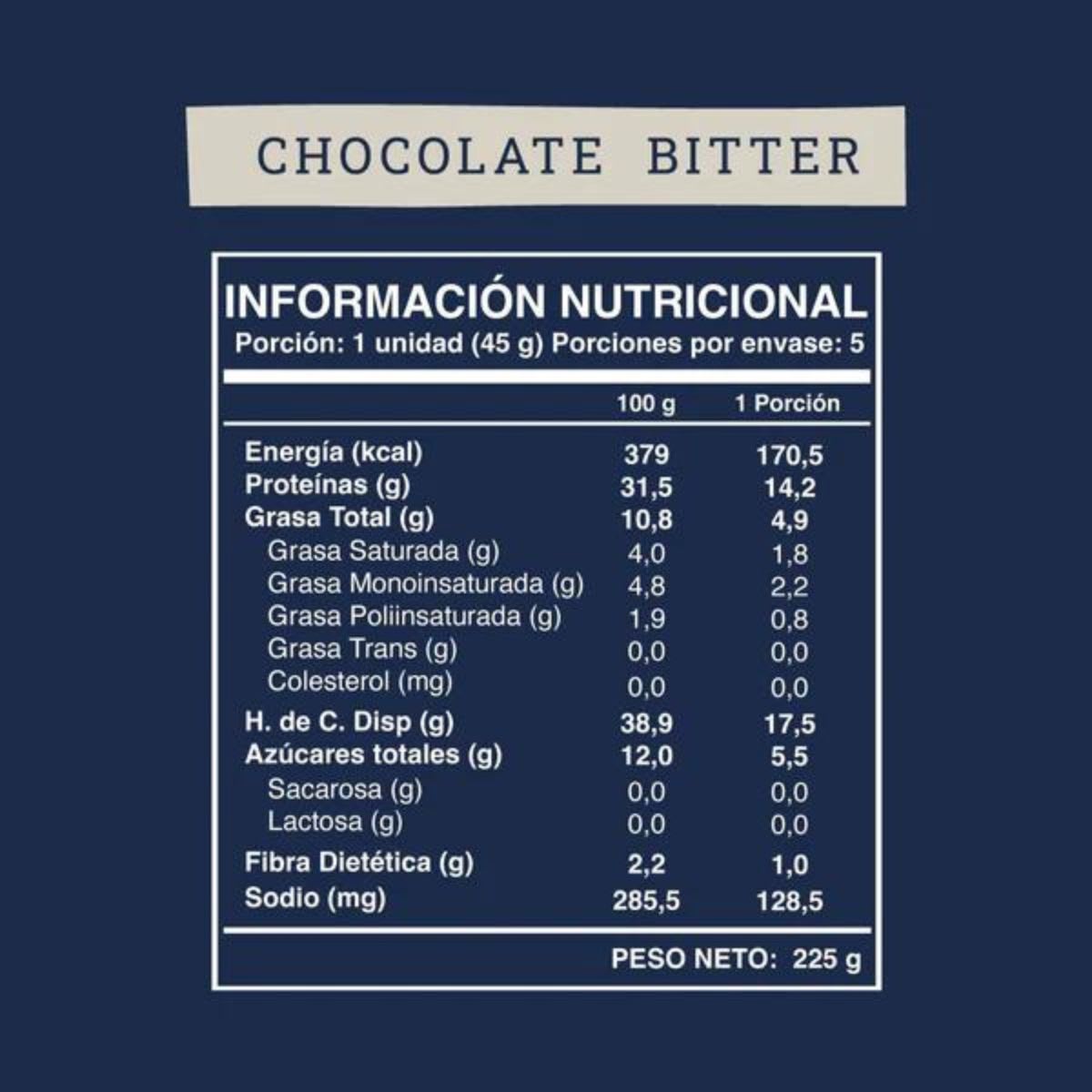 Caja Wild Protein Barra Vegana Chocolate Bitter 45 g X 5 UN3
