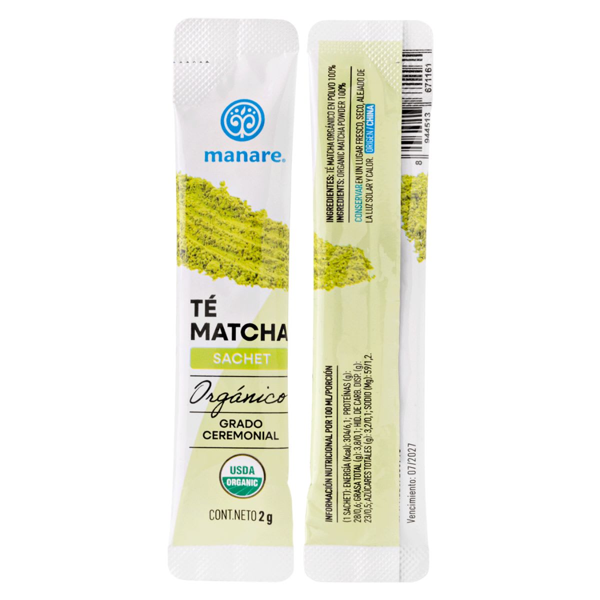 Manare Te Matcha Organico Sachet 20 UN3