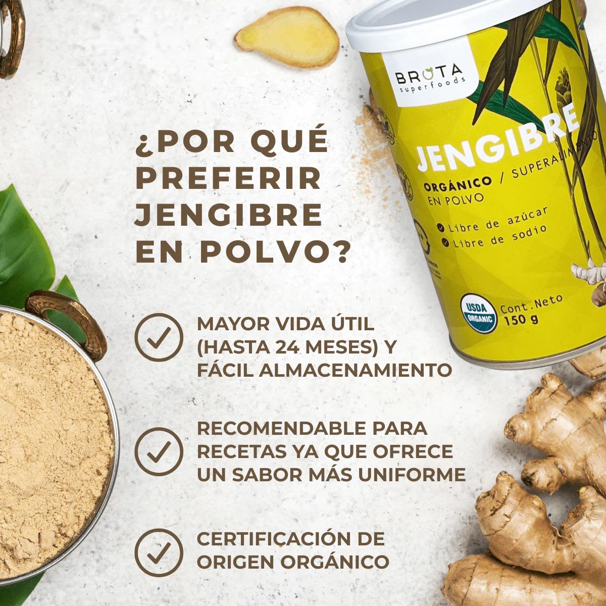 Brota Jengibre Organico en Polvo Defense3