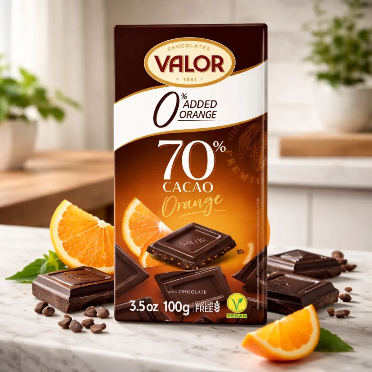 Valor Chocolate 70% Cacao con Naranja Sin Gluten3