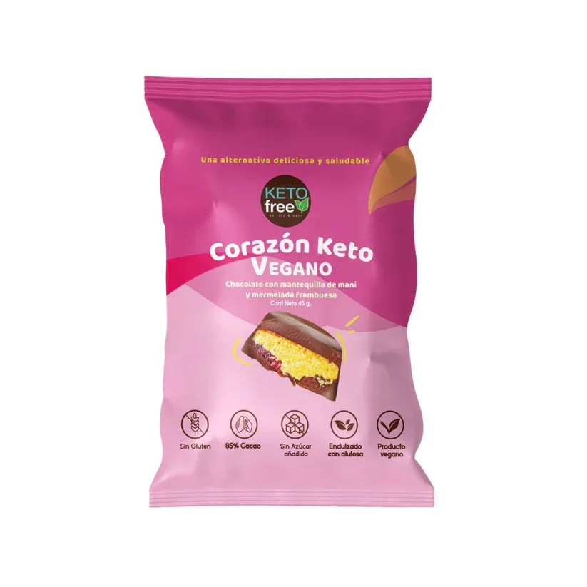 Keto Free Corazon Keto Vegano Mantequilla de Mani y Frambuesa1