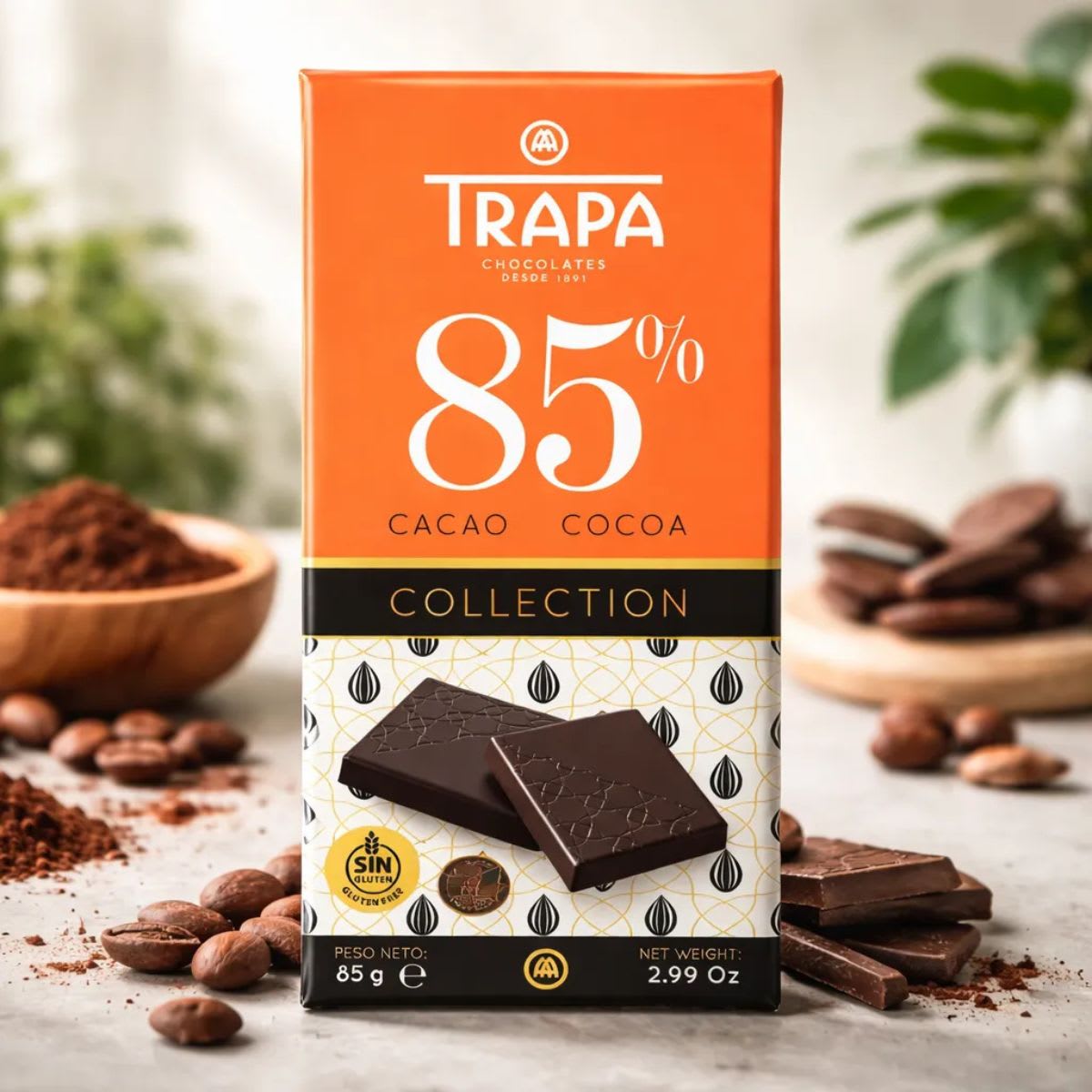 Trapa Collection Chocolate Negro 85% Cacao Sin Gluten3