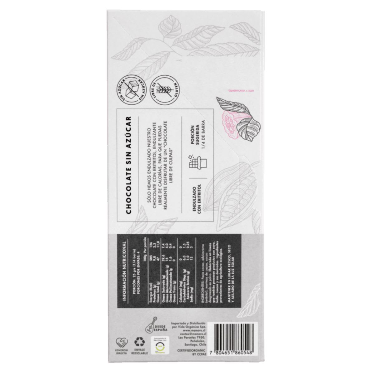 Manare Chocolate Organico Sin Azucar 79% Cacao4