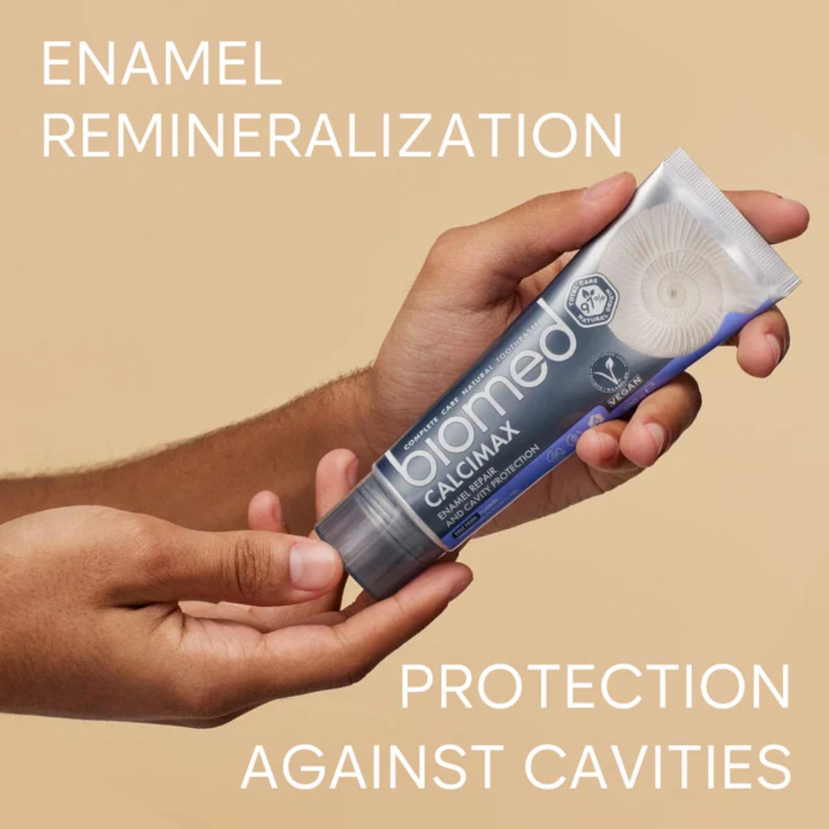 Biomed Pasta Dental Sin Fluor Calcimax Restauración del esmalte y protección contra caries4