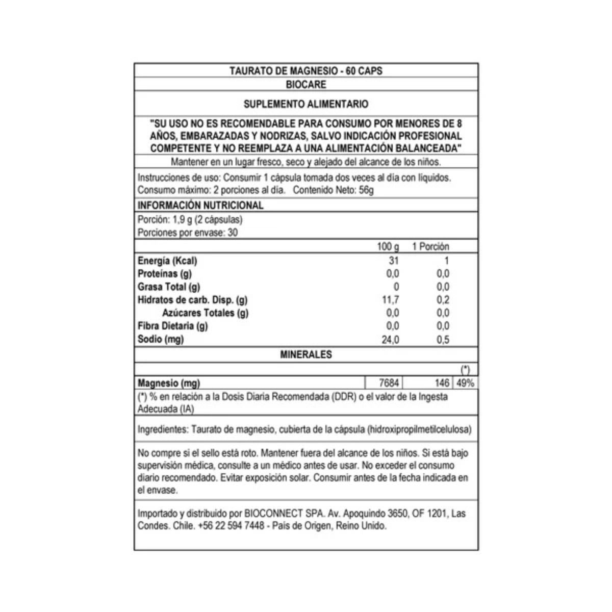 Biocare Taurato de Magnesio 60 caps4