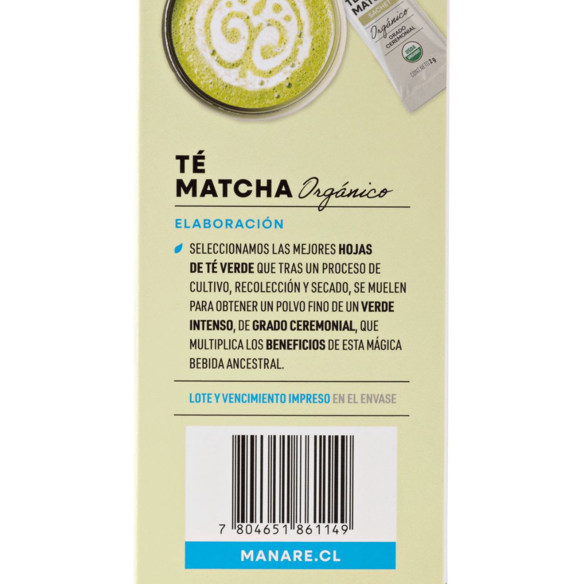 Manare Te Matcha Organico Sachet 20 UN4