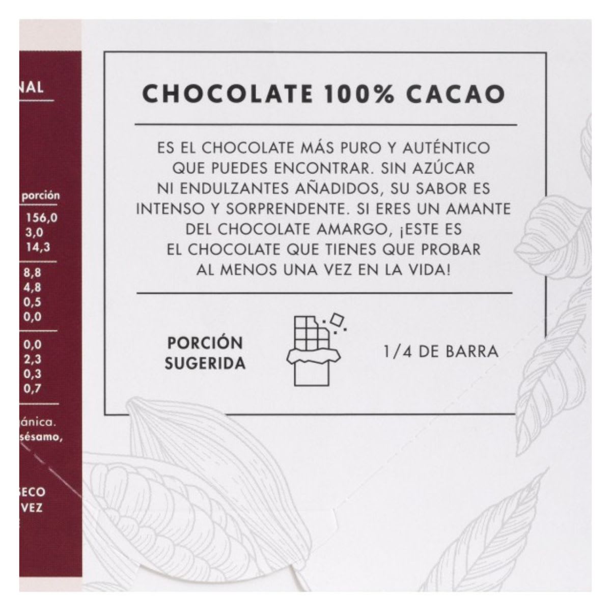 Manare Chocolate Organico 100% Cacao 100 g2