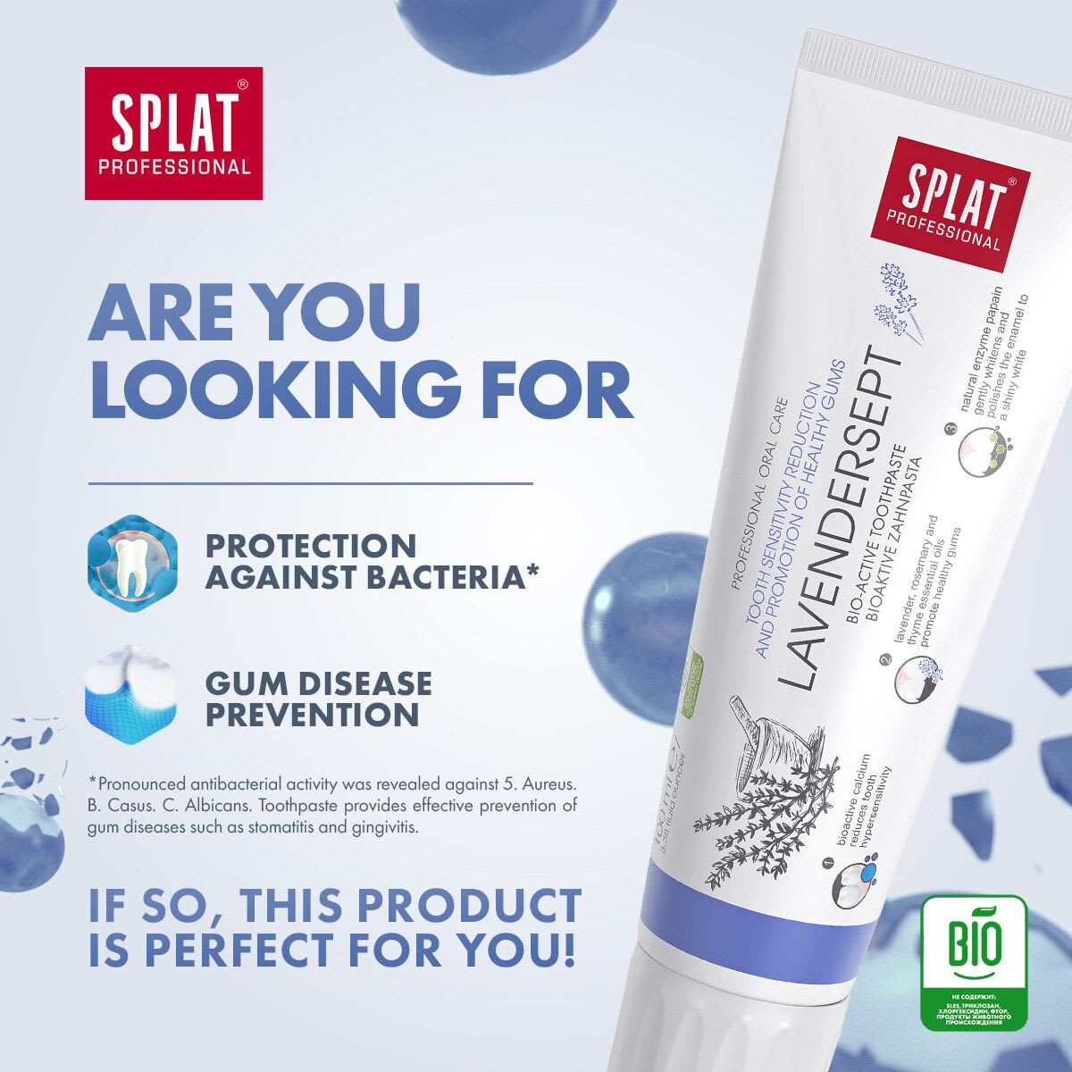 Splat Pasta Dental Sin Fluor Lavenderspt Encías sanas y disminución de la sensibilidad4