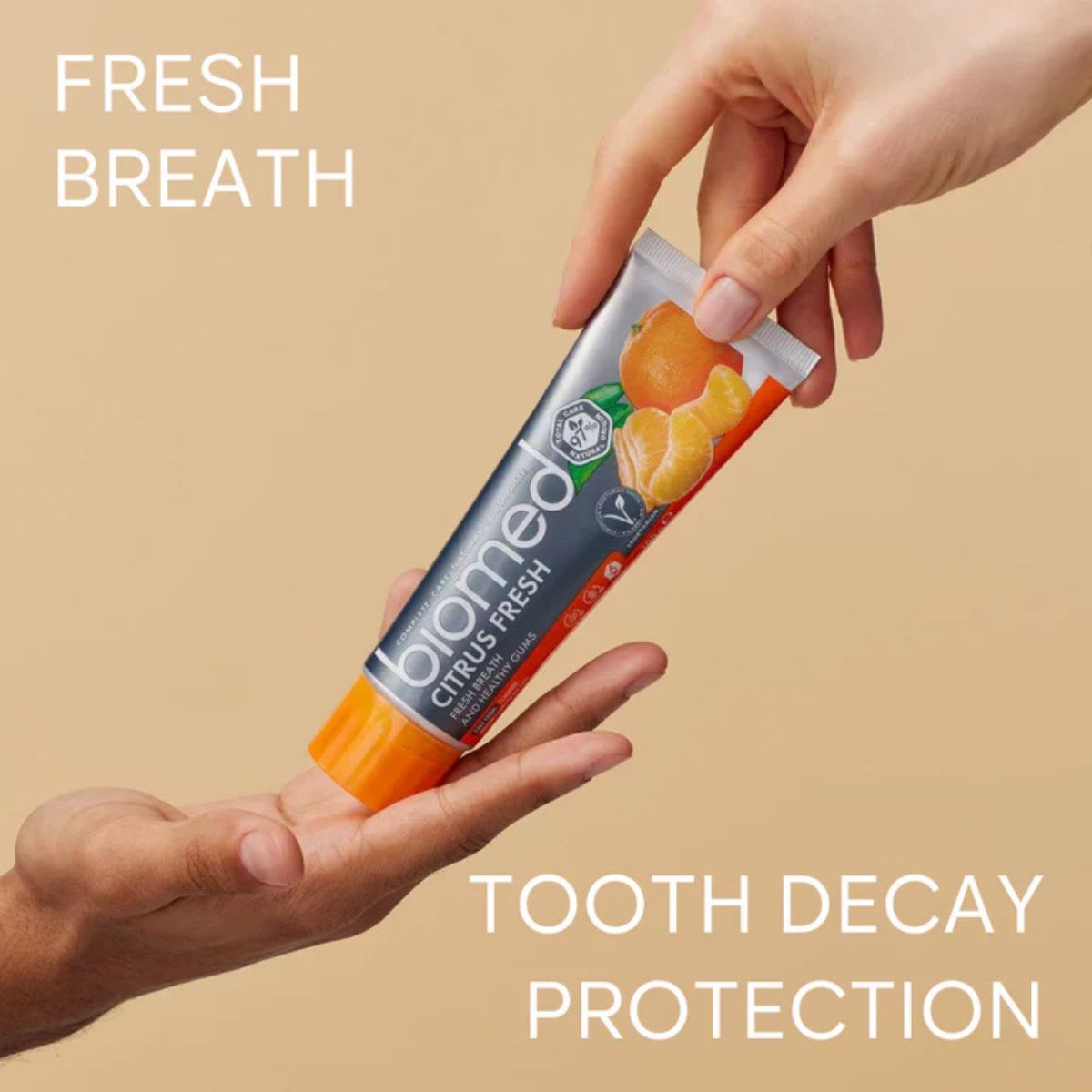 Biomed Pasta Dental Sin Fluor Citrus Fresh Aliento fresco y encías sanas4