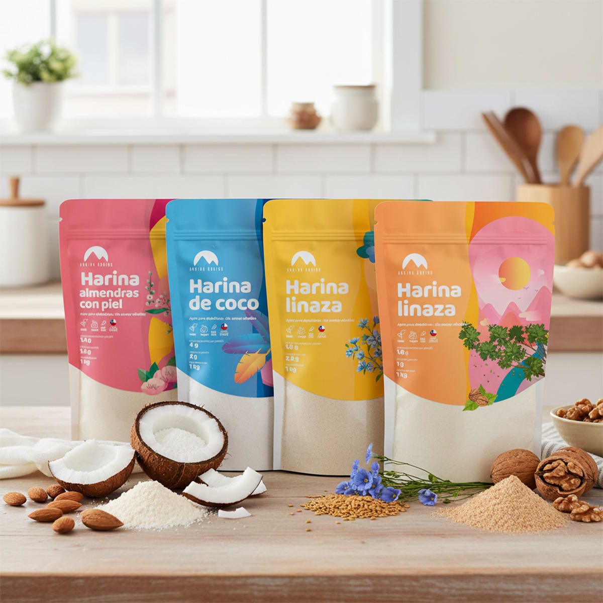 Harinas De Almendra + Coco + Nuez + Linaza 4kg Andina Grains5