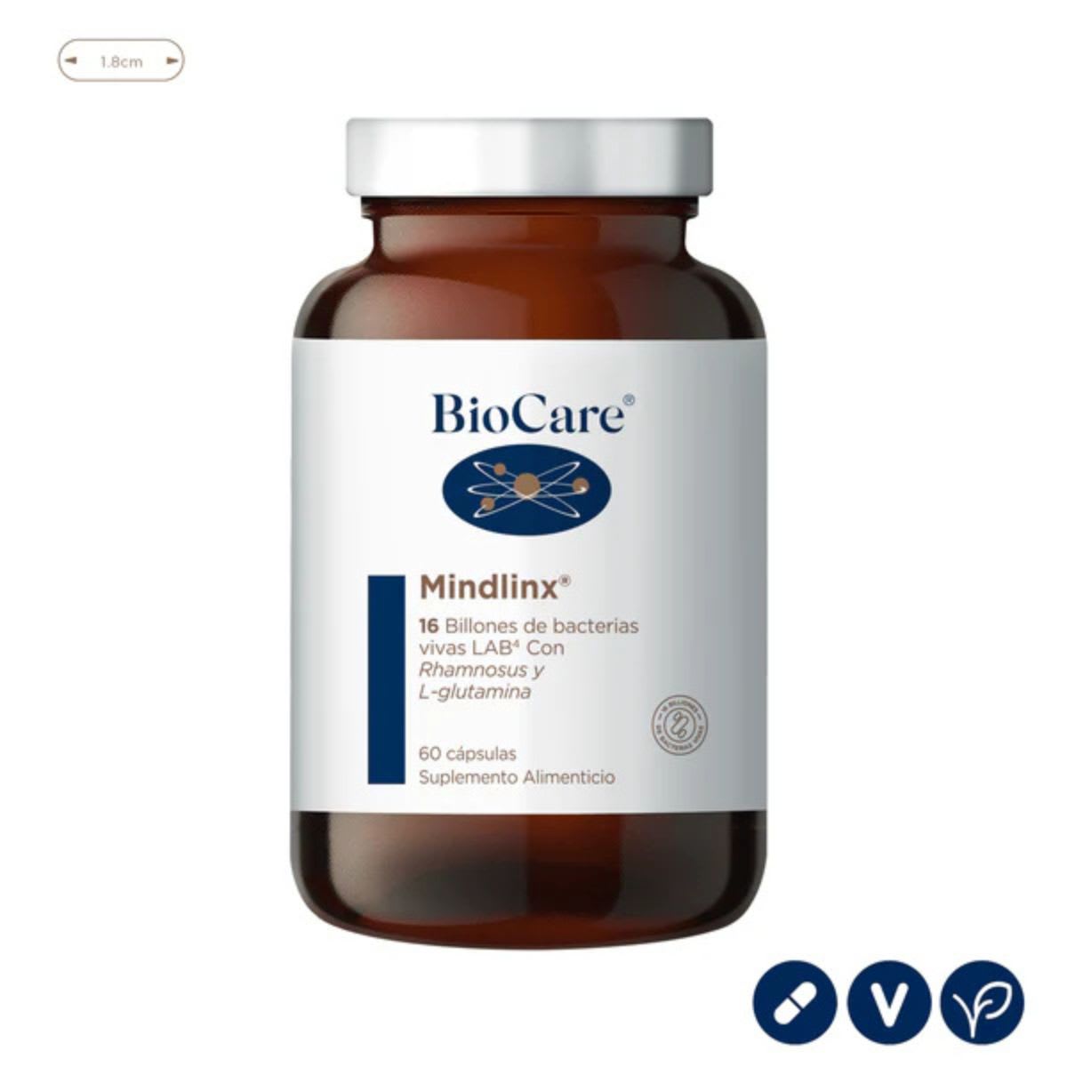 Biocare Mindlinx Probiotico con L-Glutamina Libre de FOS 60 caps5