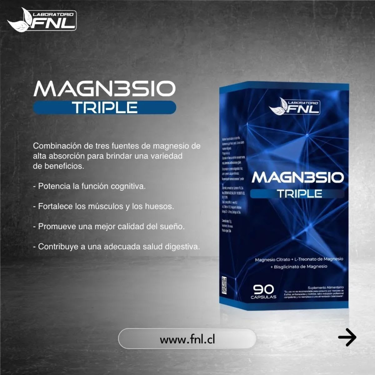 FNL Magnesio Triple 90 capsulas5