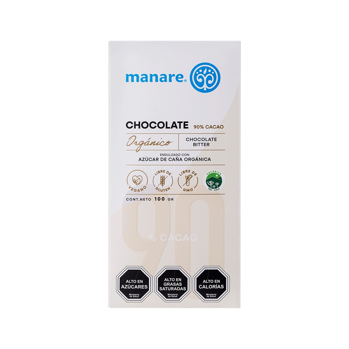 Manare Chocolate Organico 90% Cacao 100 g1