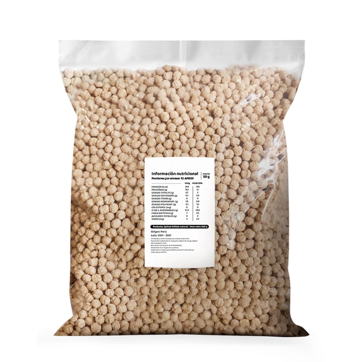 Pipoca De Quinoa Inflada Sin Azucar 6 Kg Andina Grains4