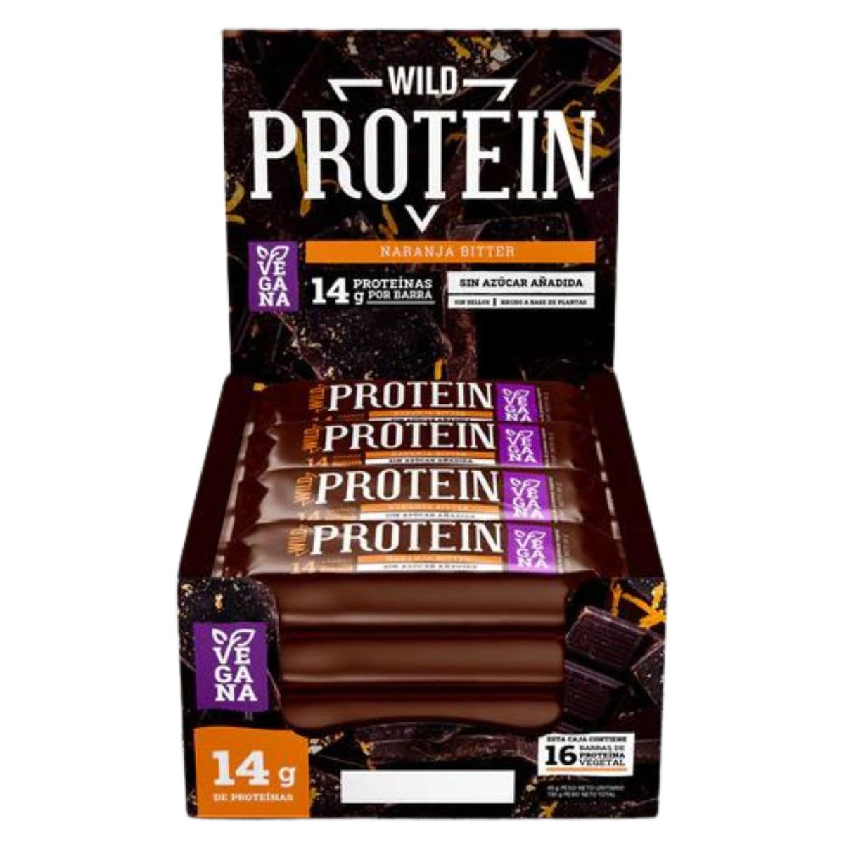 Caja Wild Protein Barra Vegana Chocolate Naranja 45 g X 16 UN1