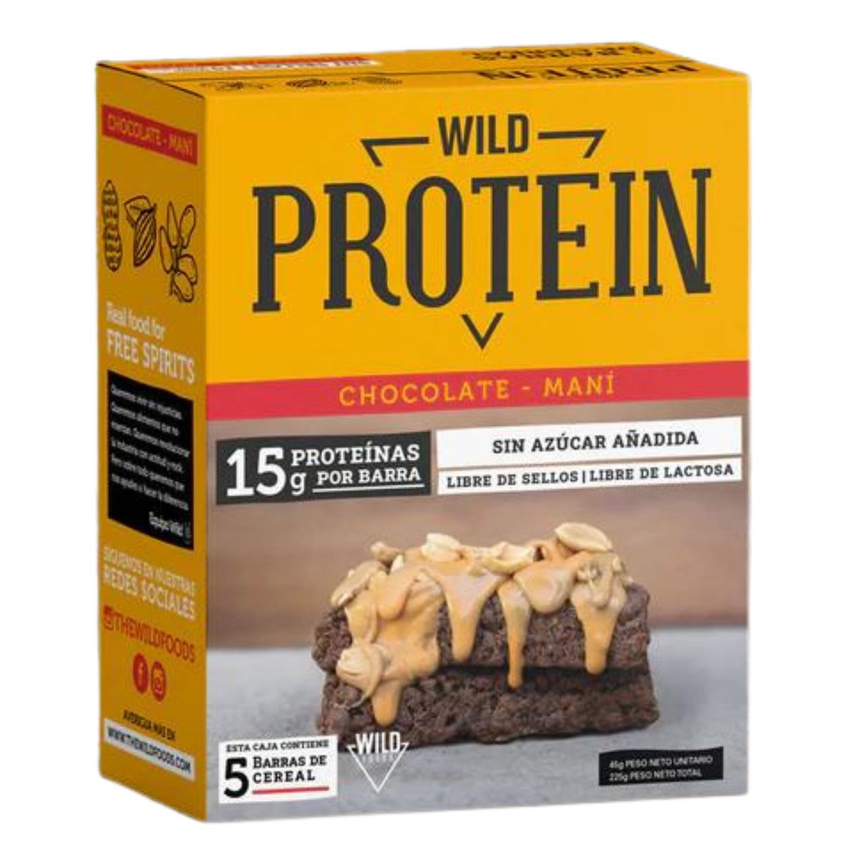 Caja Wild Protein Barra Chocolate Mani 45 g X 5 UN1