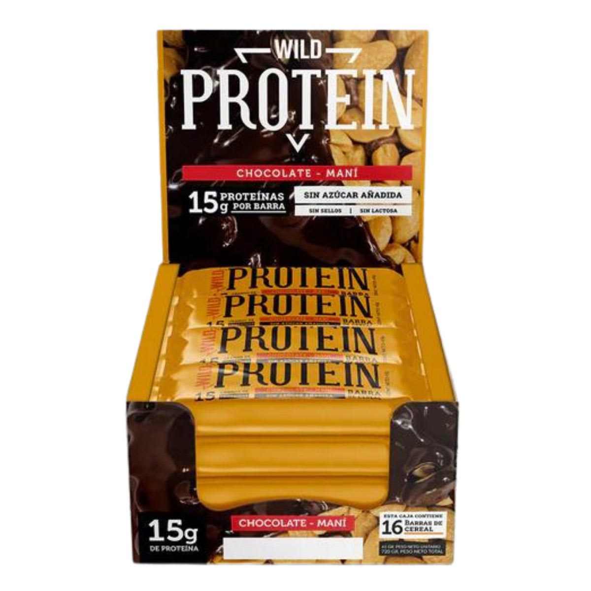 Caja Wild Protein Barra Chocolate Mani 45 g X 16 UN1