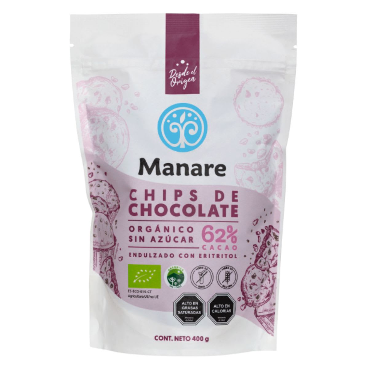 Chips de Chocolate Organico Sin Azucar 62% Cacao 400g1