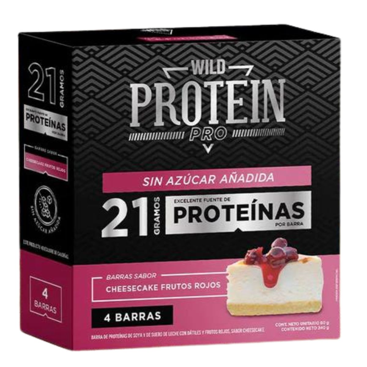 Caja Wild Protein Pro Barras Cheesecake Frutos Rojos 60 g X 4 UN1