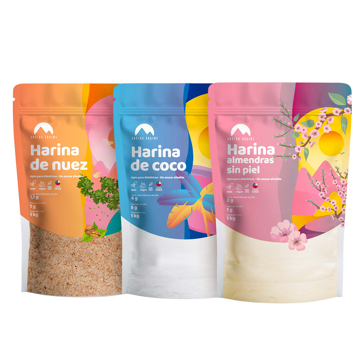 Pack Harina de Almendras Sin Piel + Harina de Coco + Harina de Nuez 3 Kg1