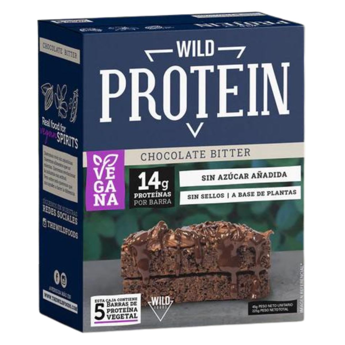 Caja Wild Protein Barra Vegana Chocolate Bitter 45 g X 5 UN1