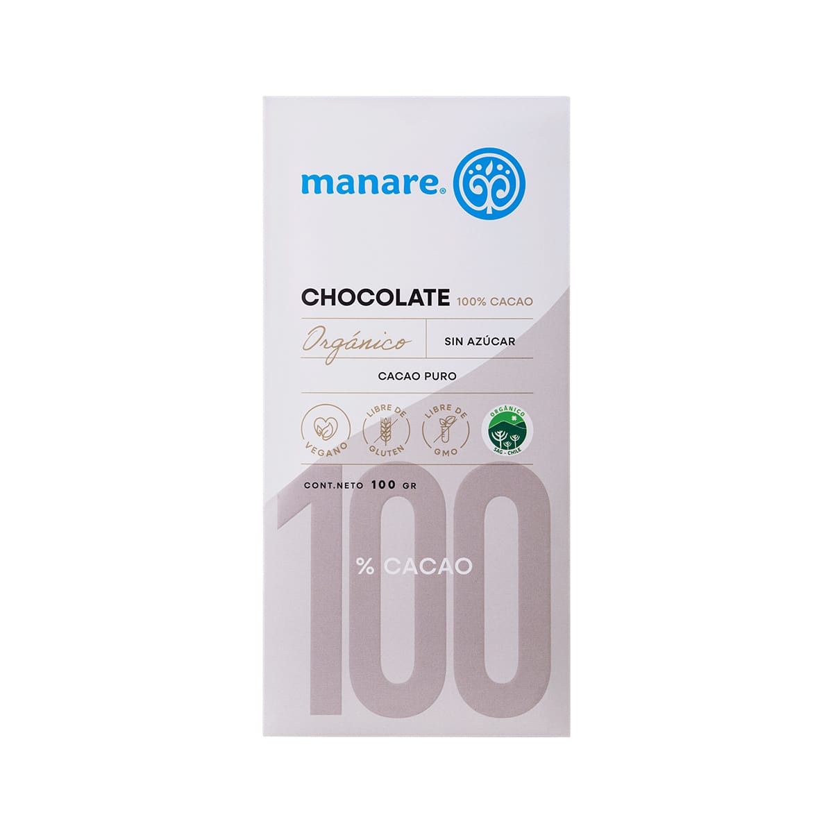 Manare Chocolate Organico 100% Cacao 100 g1