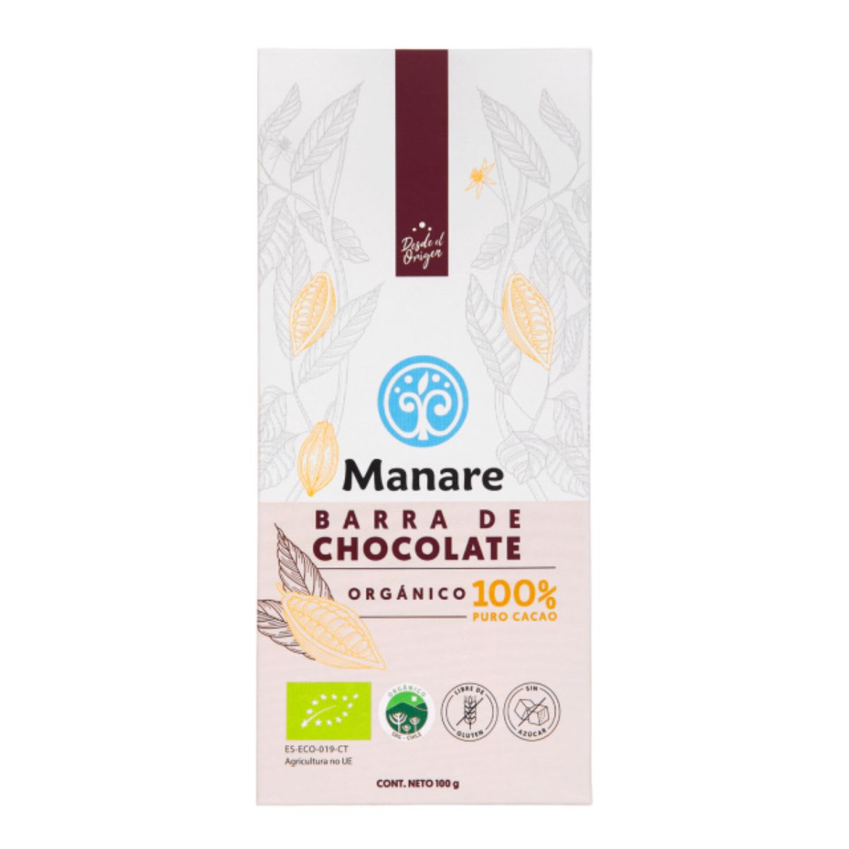 Manare Chocolate Organico 100% Cacao 100 g3