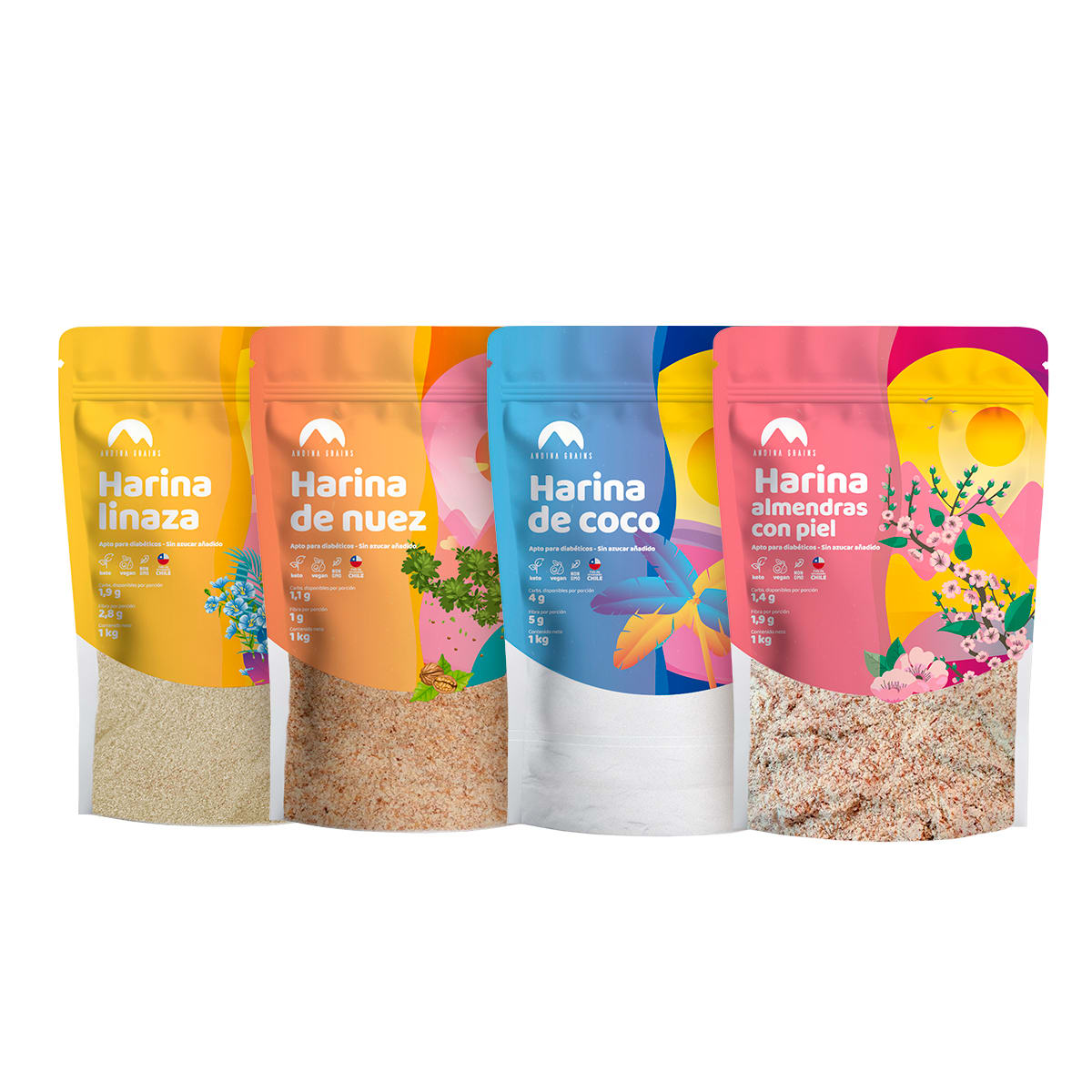 Pack Harina de Almendras con piel + Harina de Nuez + Harina de Coco + Harina de Linaza 4 Kg1