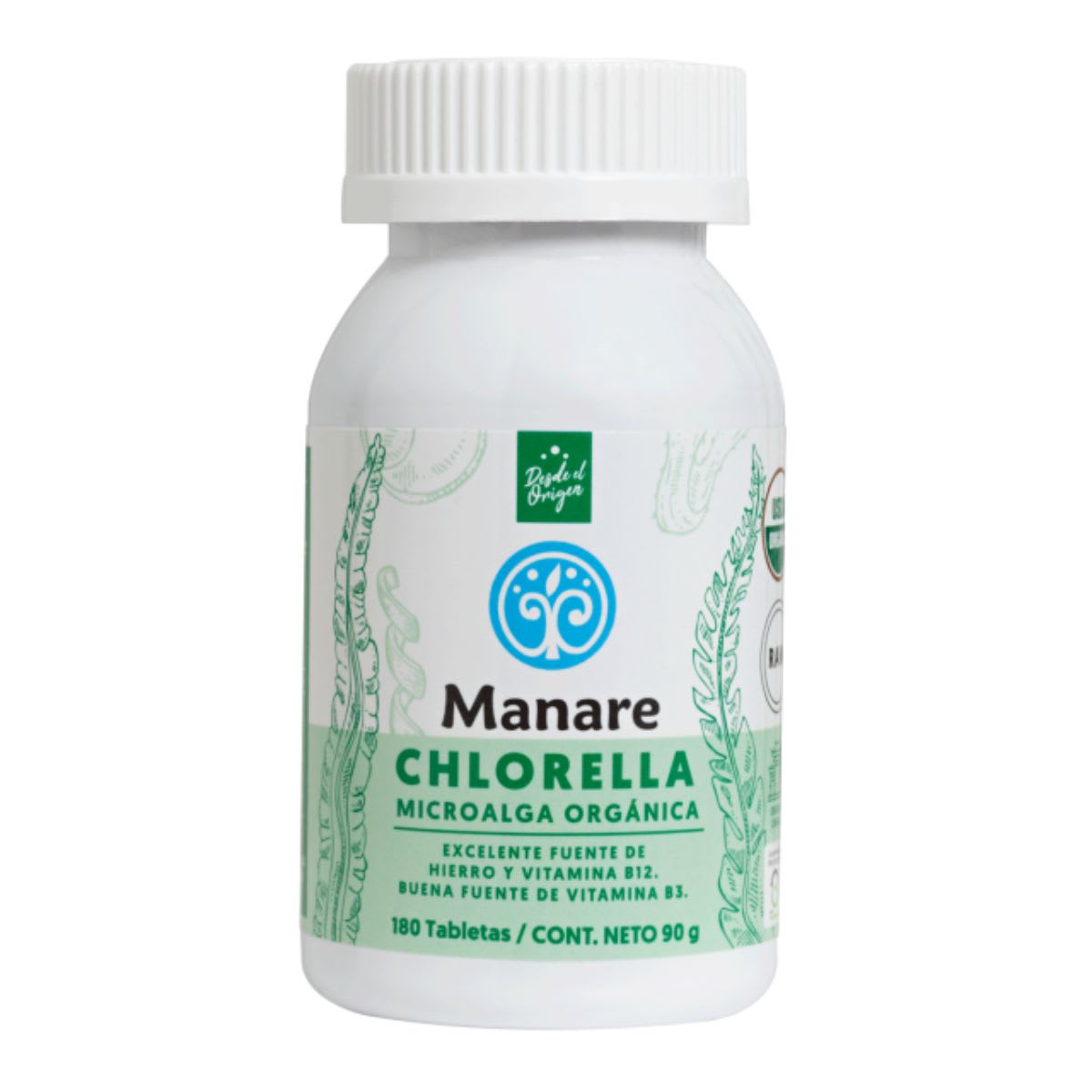 Manare Chlorella Organica 180 Tabs3