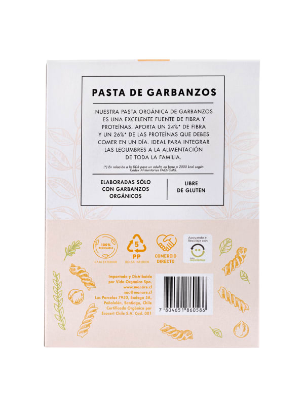 Espirales de Garbanzos Organicos Manare 250 g1
