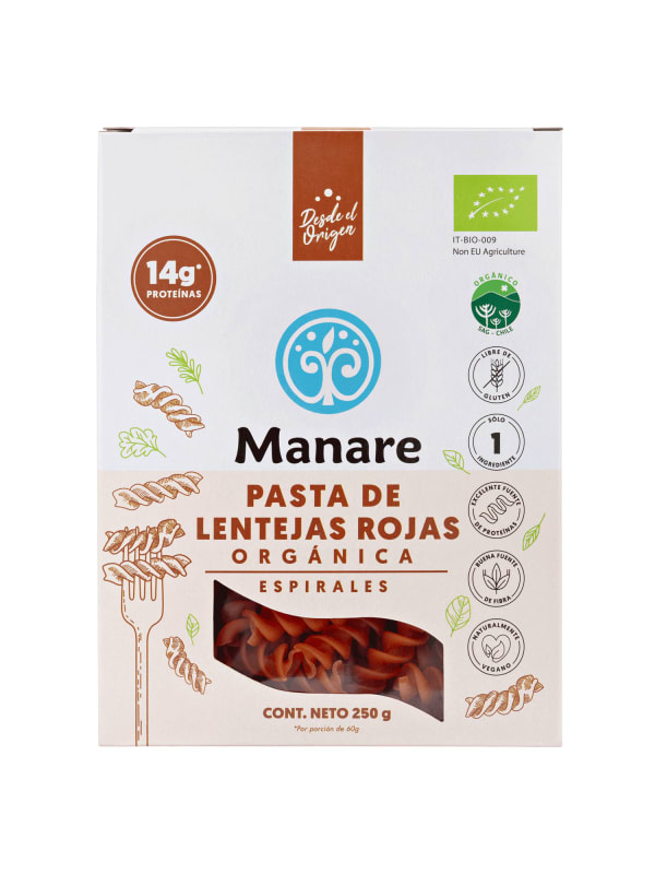 Espirales de Lentejas Rojas Organicas Manare 250 g4