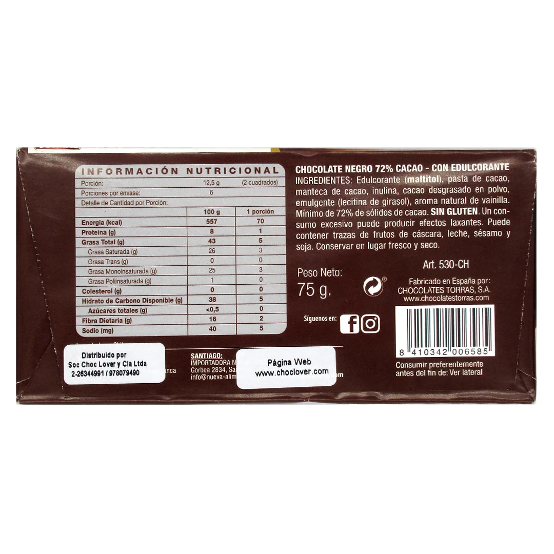 Torras Chocolate Negro 72% Cacao1