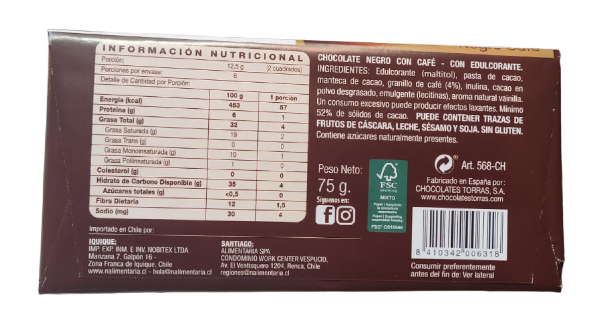 Torras Chocolate Negro con Café2