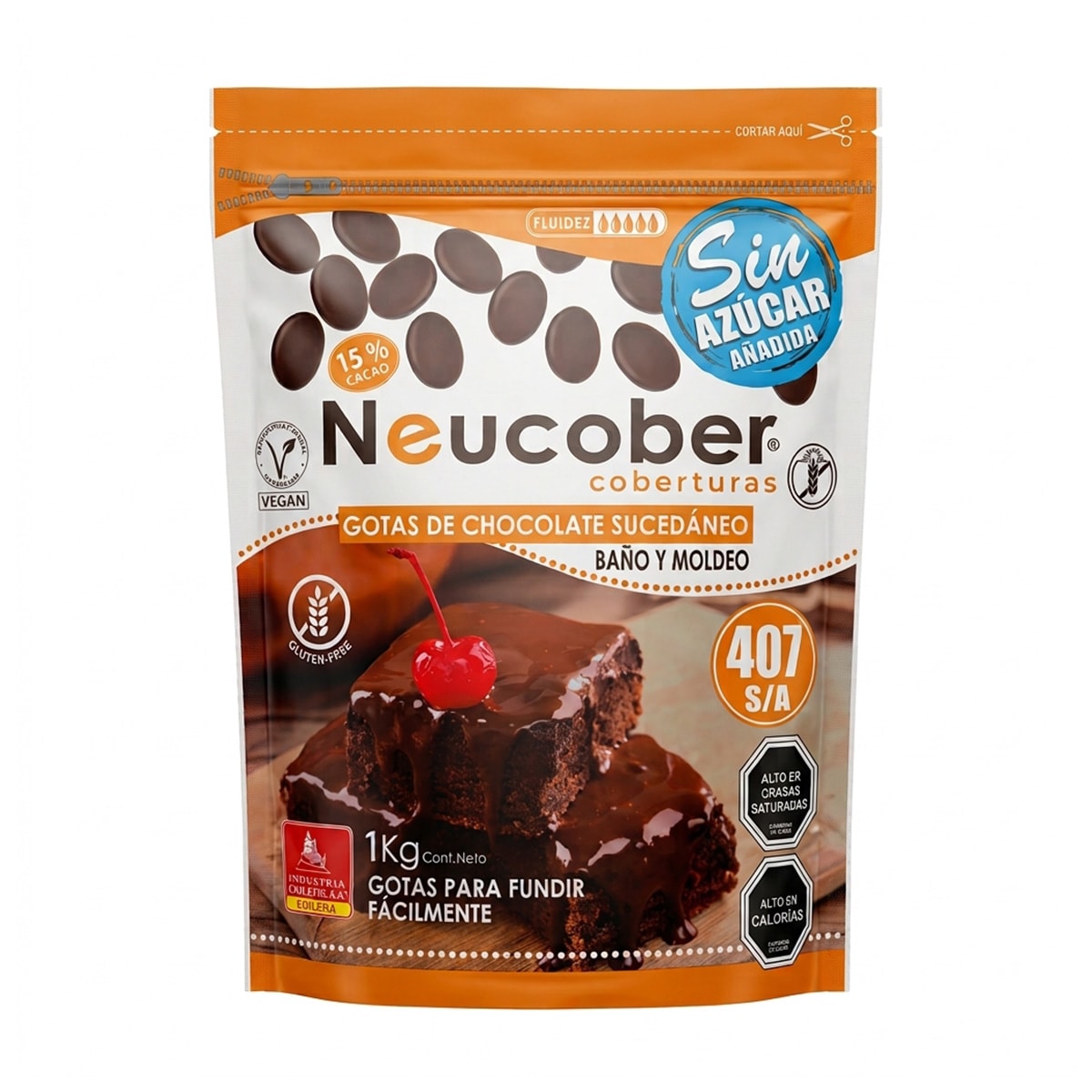 Neucober Cobertura Gotas de Chocolate Semibitter Sin Azucar 4071