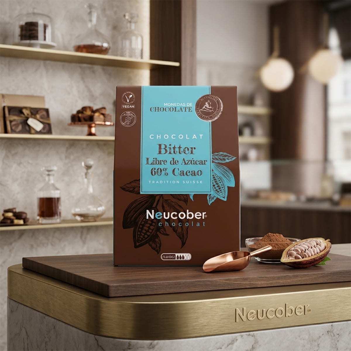 Neucober Monedas Chocolate Bitter Sin Azucar 60% Cacao 8092